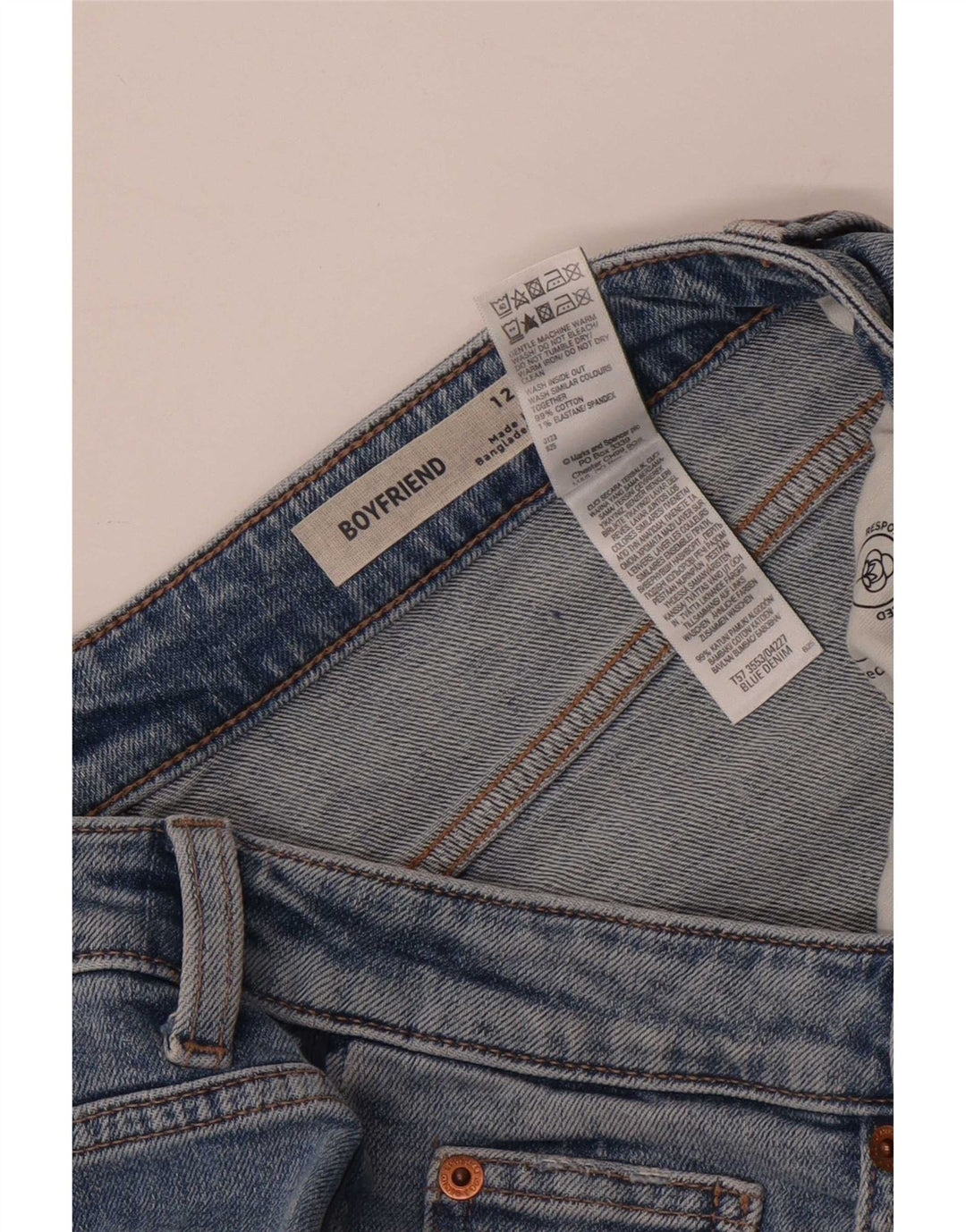 Shorts jeans feminino Marks & Spencer Boyfriend UK 12 médio W30 azul