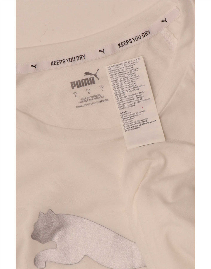 Puma Mens Graphic T-Shirt Top Grande Poliéster Branco