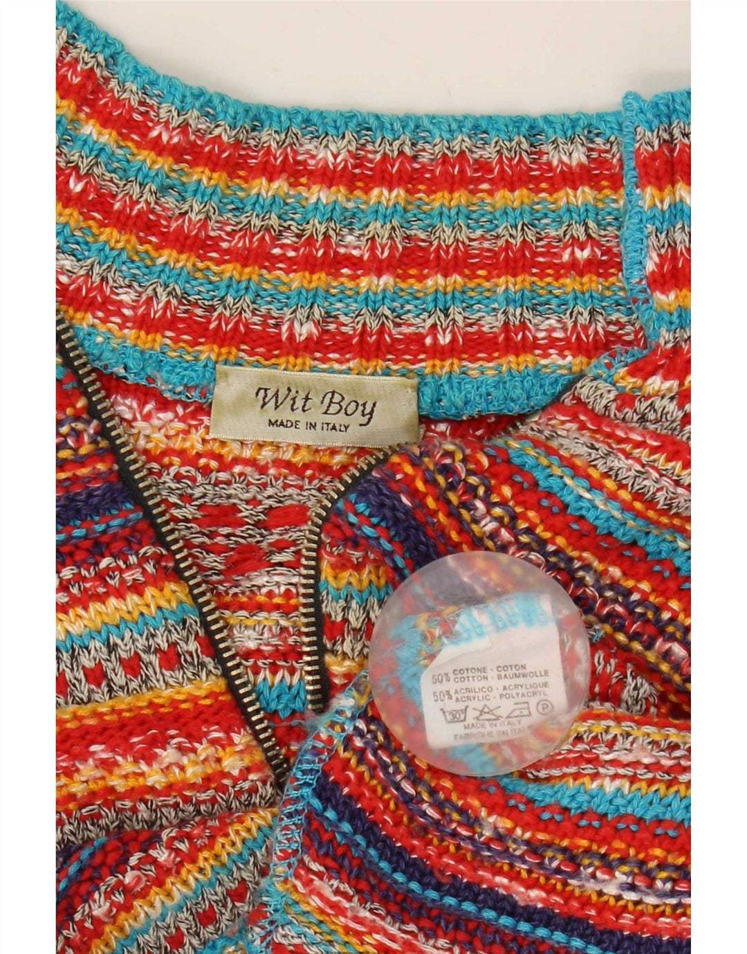 Suéter feminino Wit Boy com corte cardigan Reino Unido 12 médio listrado multicolorido