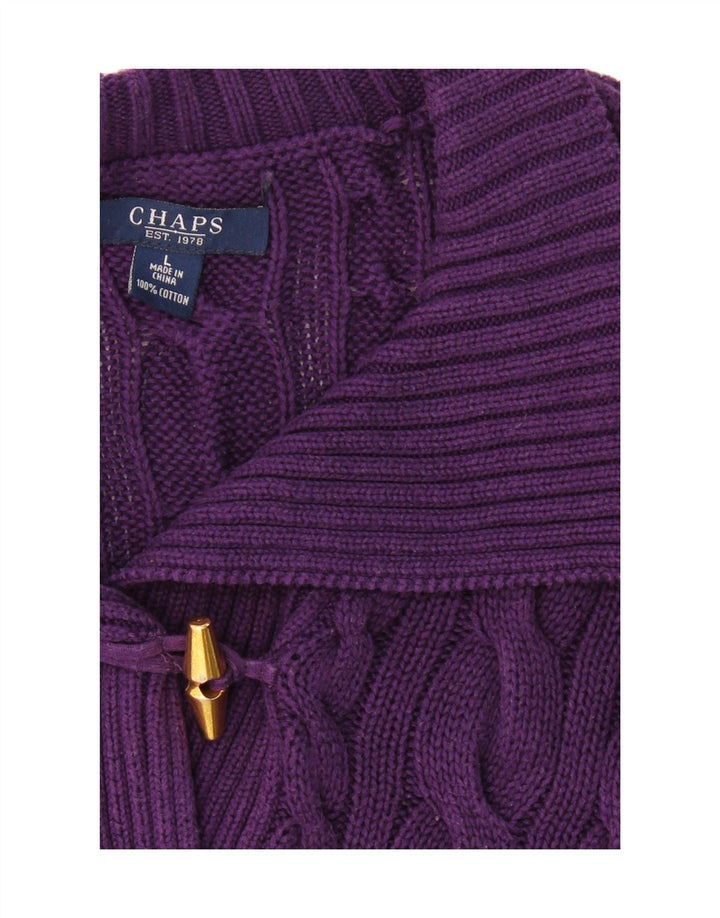 CHAPS Womens Shawl Neck Jumper Sweater UK 14 Large Purple Cotton Vintage Chaps and Second-Hand Chaps from Messina Hembry 