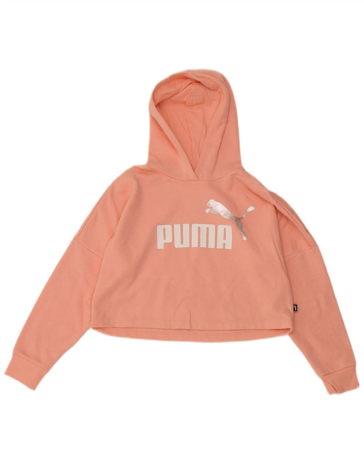 Suéter PUMA feminino oversized crop gráfico com capuz 11-12 anos algodão rosa