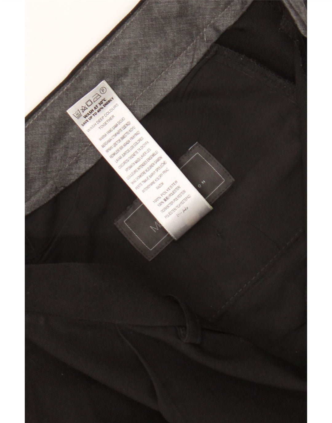 Calça masculina Marks & Spencer com pegged terno W36 L31 poliéster preto