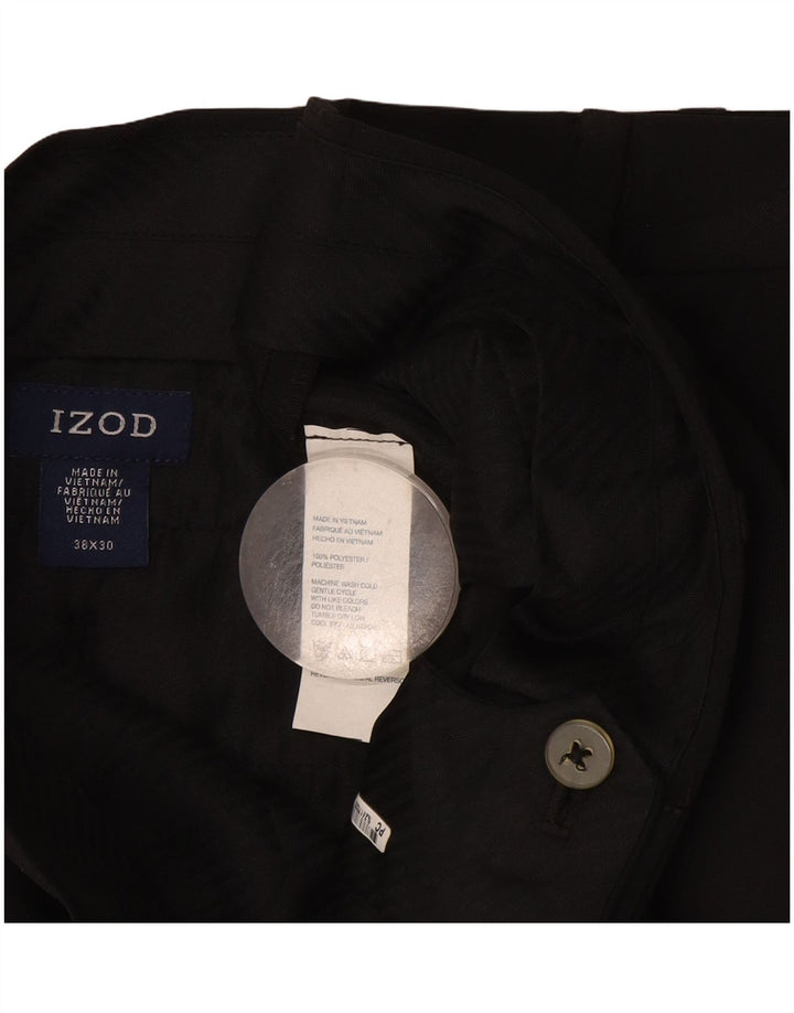 Calça masculina Izod de terno reto W38 L30 poliéster preto