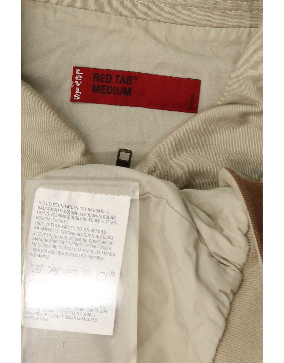 Jaqueta bomber masculina Levi's UK 38 algodão bege médio