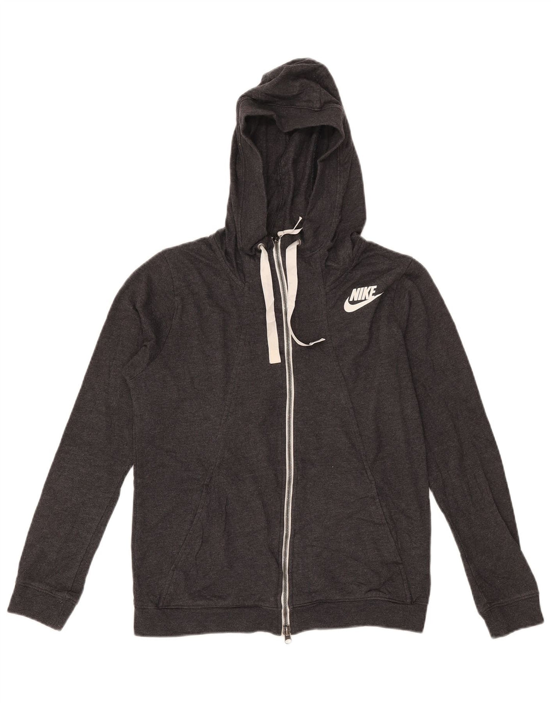 Suéter Nike feminino com capuz e zíper UK 14 poliéster cinza médio