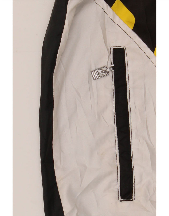 Jaqueta de chuva masculina ASICS com capuz UK 40 grande bloco colorido preto