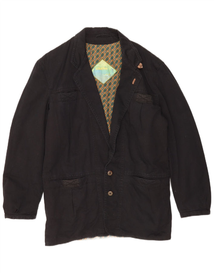 Jaqueta blazer masculina country com 2 botões Reino Unido 40 algodão preto grande