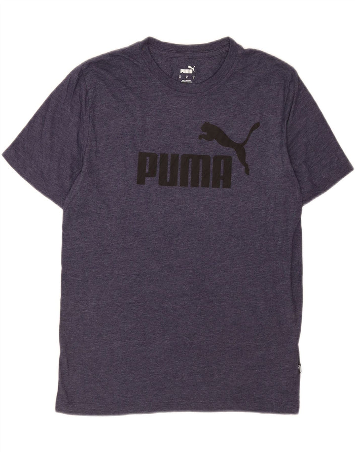 Camiseta masculina Puma Graphic Top médio algodão manchado azul marinho