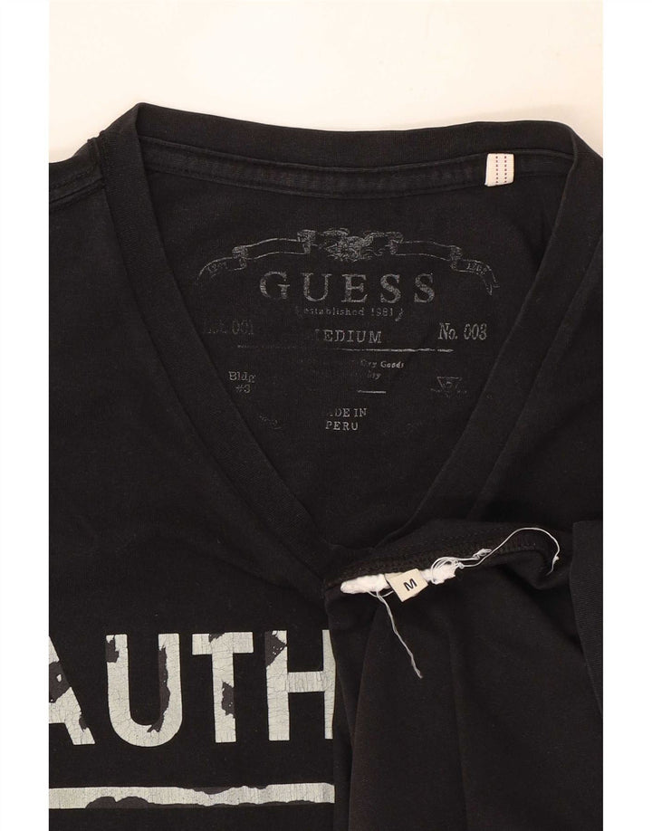 Guess Camiseta masculina gráfica Top médio preto