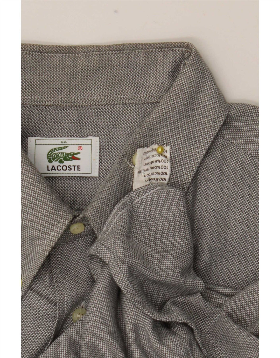 Camisa masculina Lacoste tamanho 44 XL cinza algodão