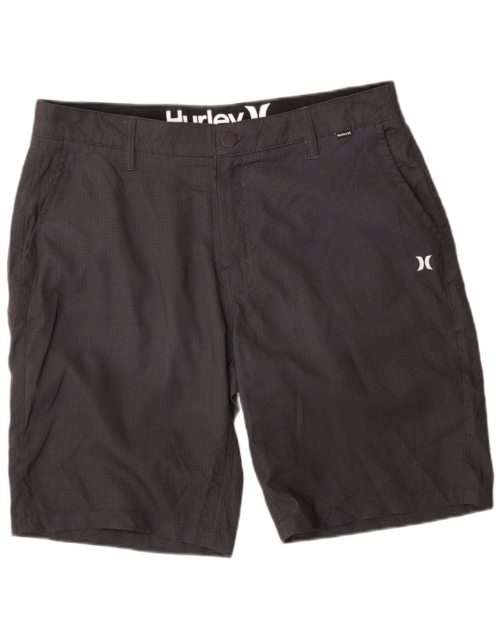 HURLEY Mens Chino Shorts W34 Grande Espinha de Peixe Cinza Poliéster