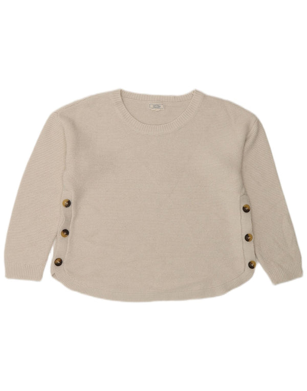 Suéter feminino Fat Face com gola de barco e acrílico branco médio UK 12