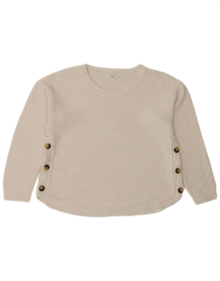 Suéter feminino Fat Face com gola de barco e acrílico branco médio UK 12