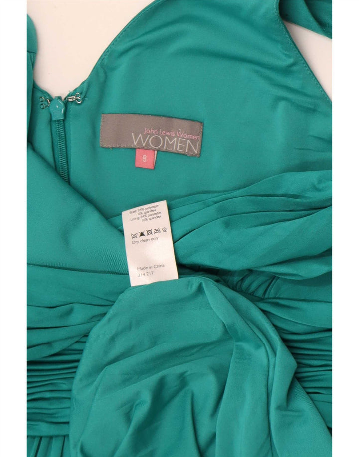 Vestido império feminino sem mangas John Lewis Reino Unido 8 pequeno poliéster verde