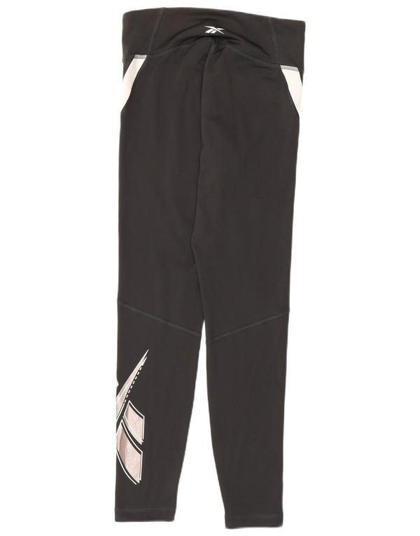 Leggings femininos Reebok Speed Wick UK 8/10 pequeno preto colorblock poliéster
