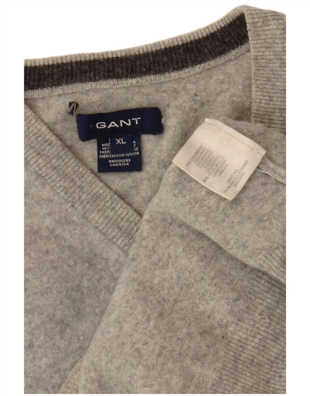 Suéter feminino Gant com decote em V Reino Unido 18 XL lã cinza