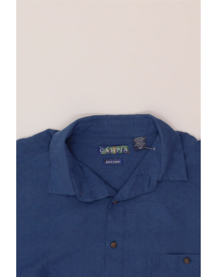 VINTAGE Mens Short Sleeve Shirt XL Blue Vintage Vintage and Second-Hand Vintage from Messina Hembry 