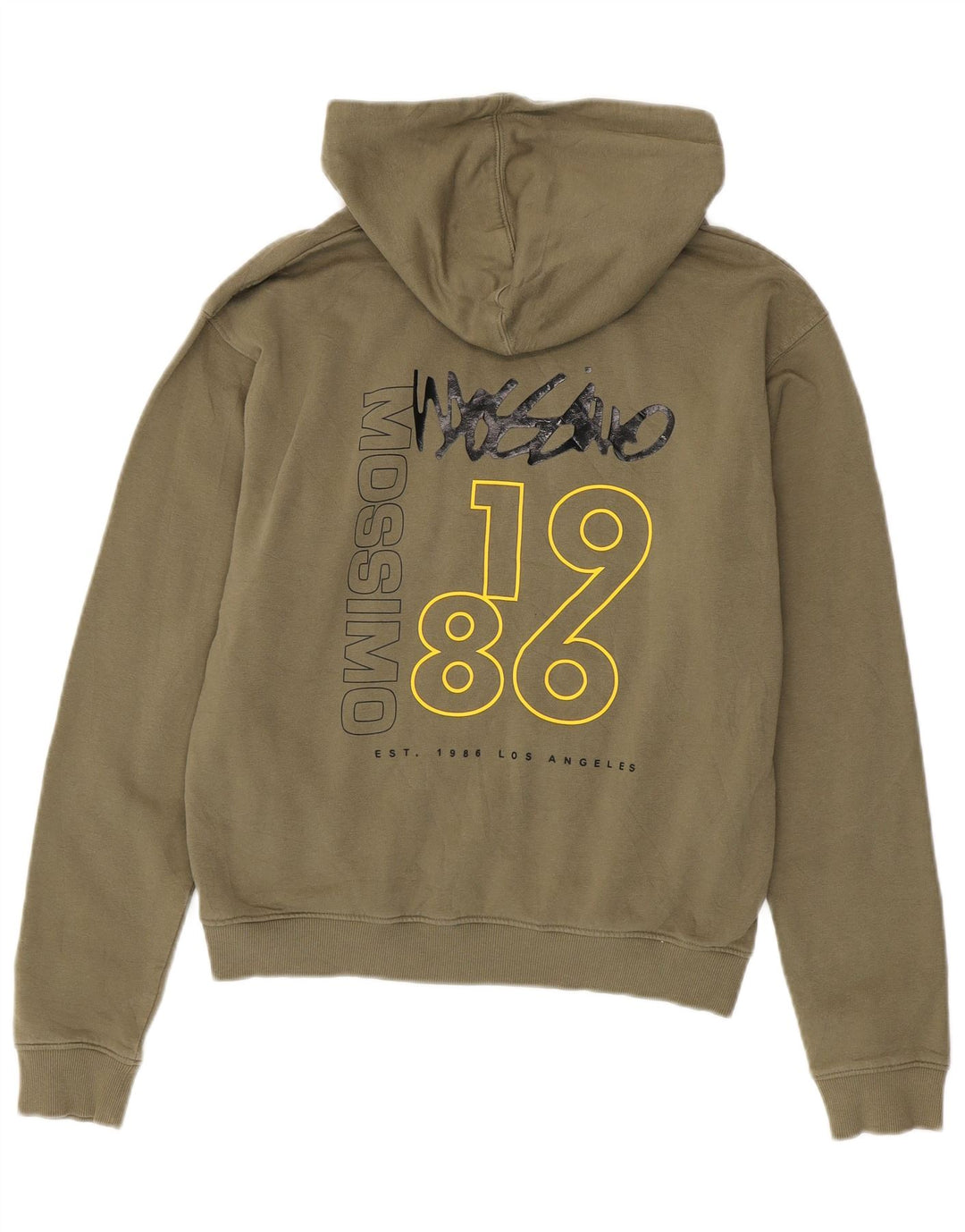 Suéter feminino Mossimo com capuz gráfico US 12 grande algodão cáqui