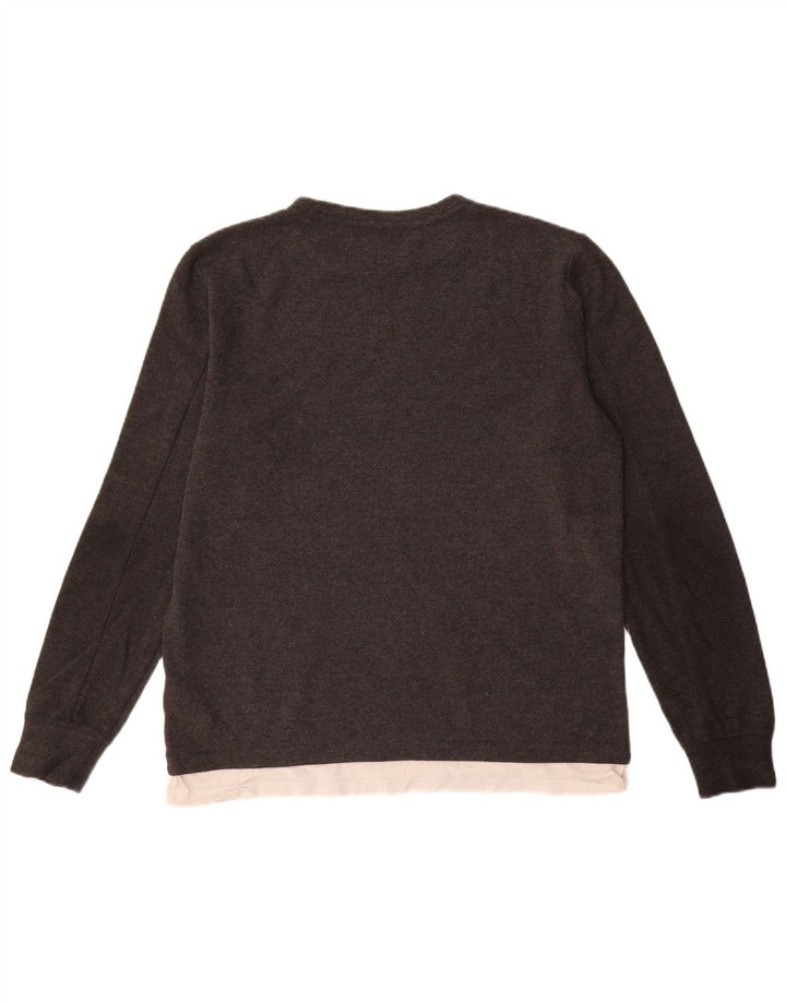 Suéter masculino All Saints Longline Fit com gola canoa pequeno cinza