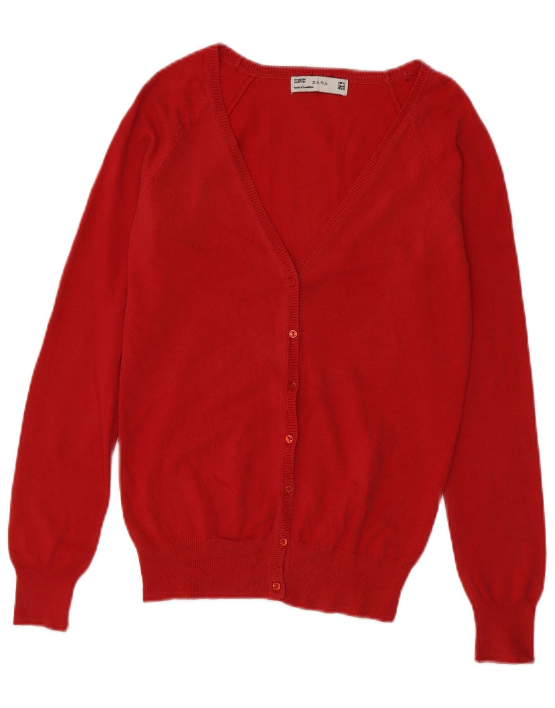 Suéter cardigã feminino Zara Reino Unido 12 algodão vermelho médio