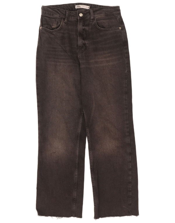 Calça jeans feminina Zara com ajuste solto e cintura alta EU 36 XS W26 L27 algodão cinza