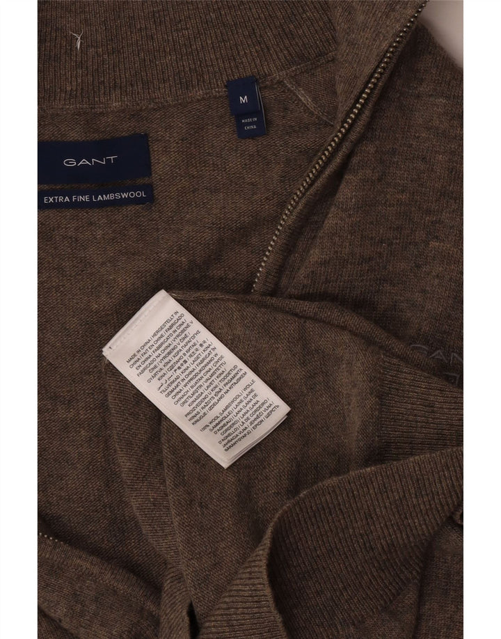 Suéter cardigã masculino GANT lã manchada marrom médio