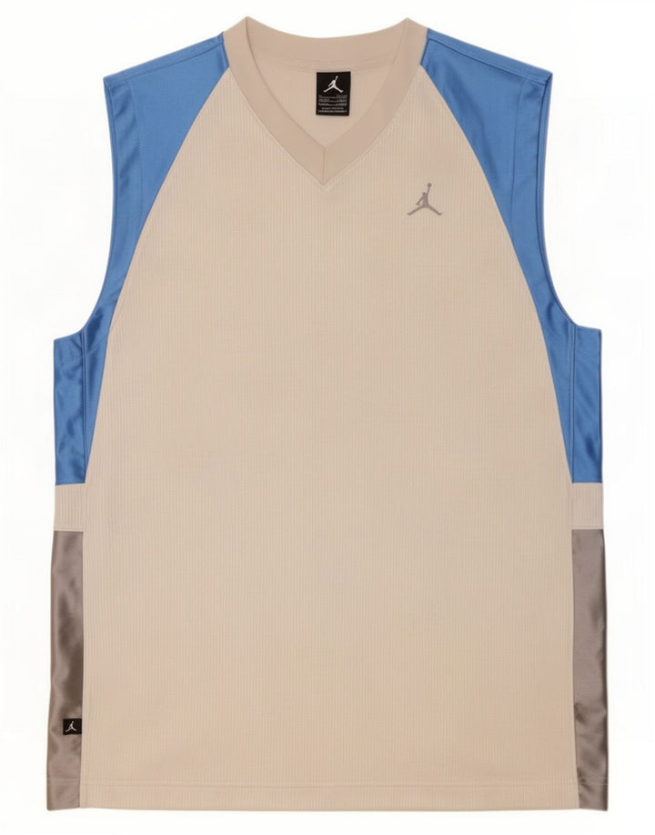 Jordan Mens Vest Top UK 39/41 Médio Branco Colourblock Poliéster