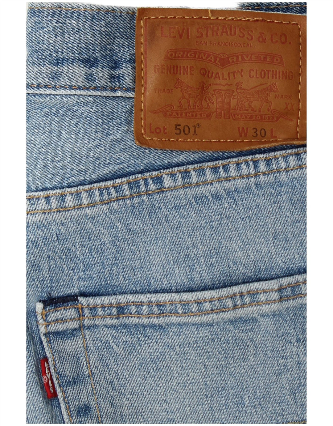 LEVI'S Masculino 501 Shorts Jeans W30 Algodão Azul Médio