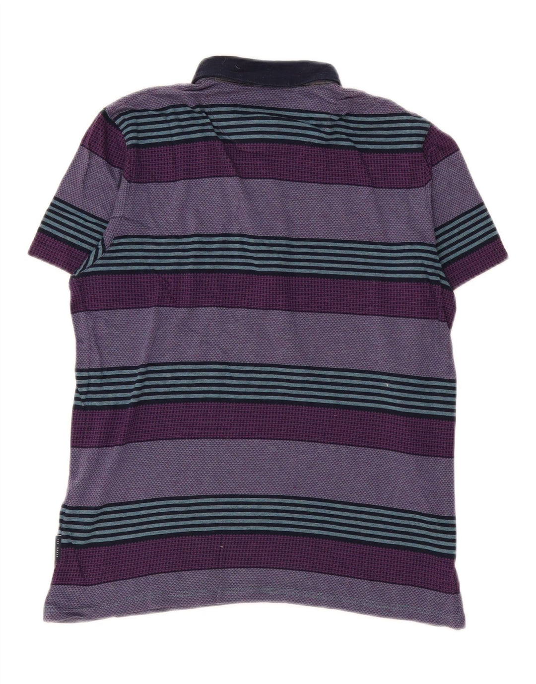 Camisa polo masculina Ted Baker tamanho 3 algodão listrado roxo médio