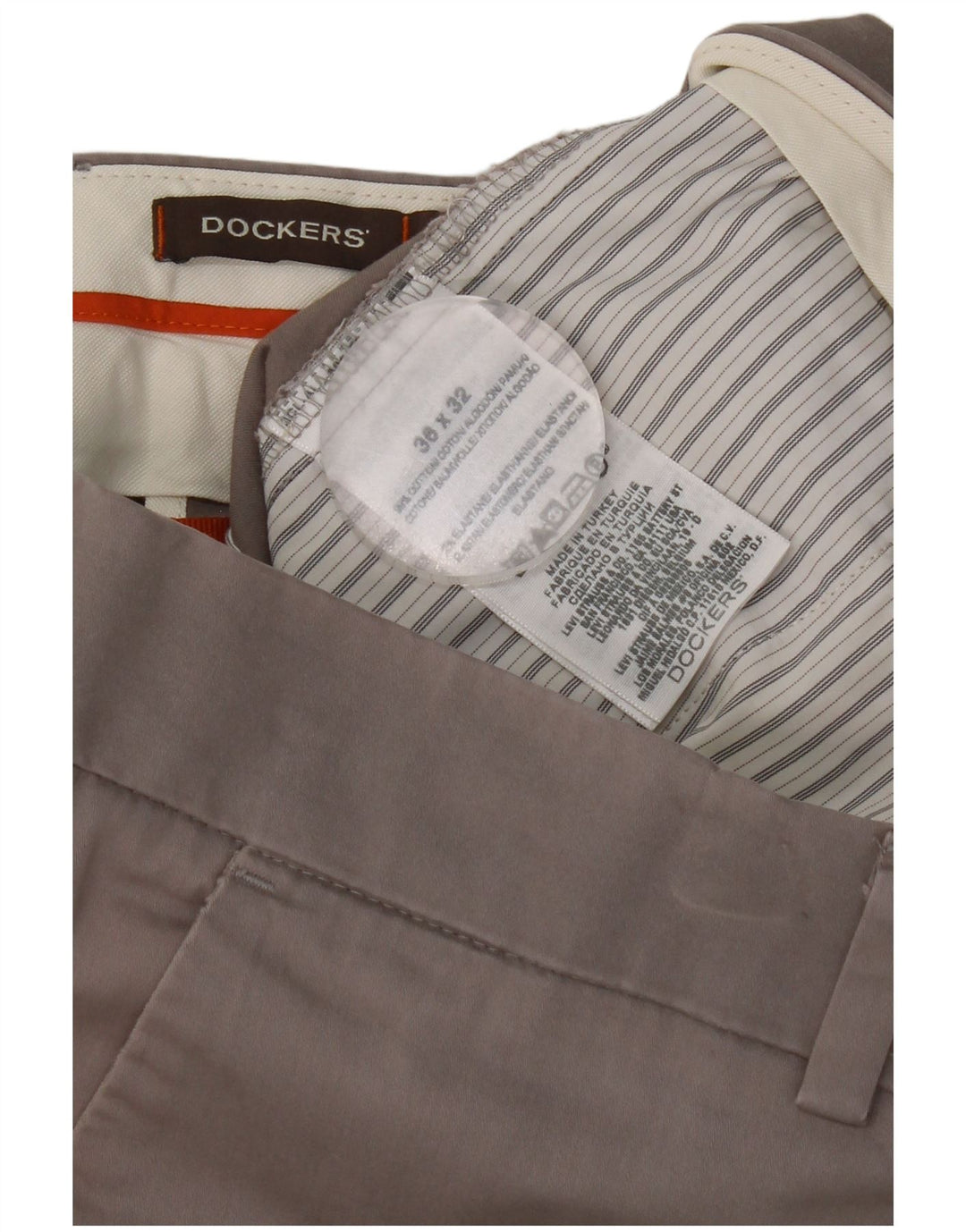 Calças Dockers Mens Regular Fit Chino W36 L32 Algodão Cinza
