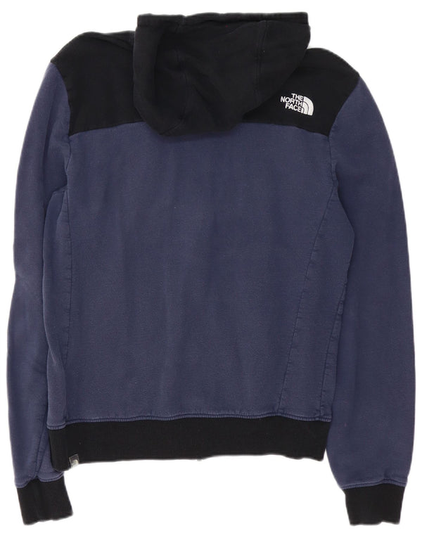 Suéter masculino com capuz e zíper The North Face médio azul marinho algodão colorblock