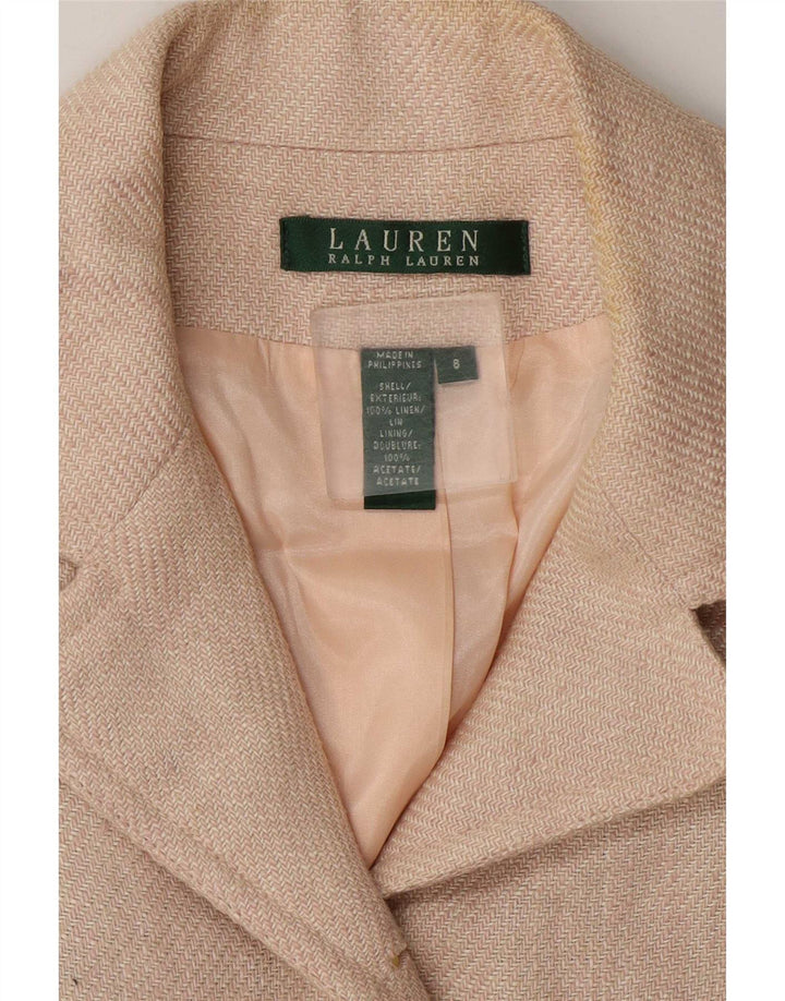 Jaqueta Blazer Feminina Ralph Lauren com 7 botões EUA 8 Linho Bege Médio