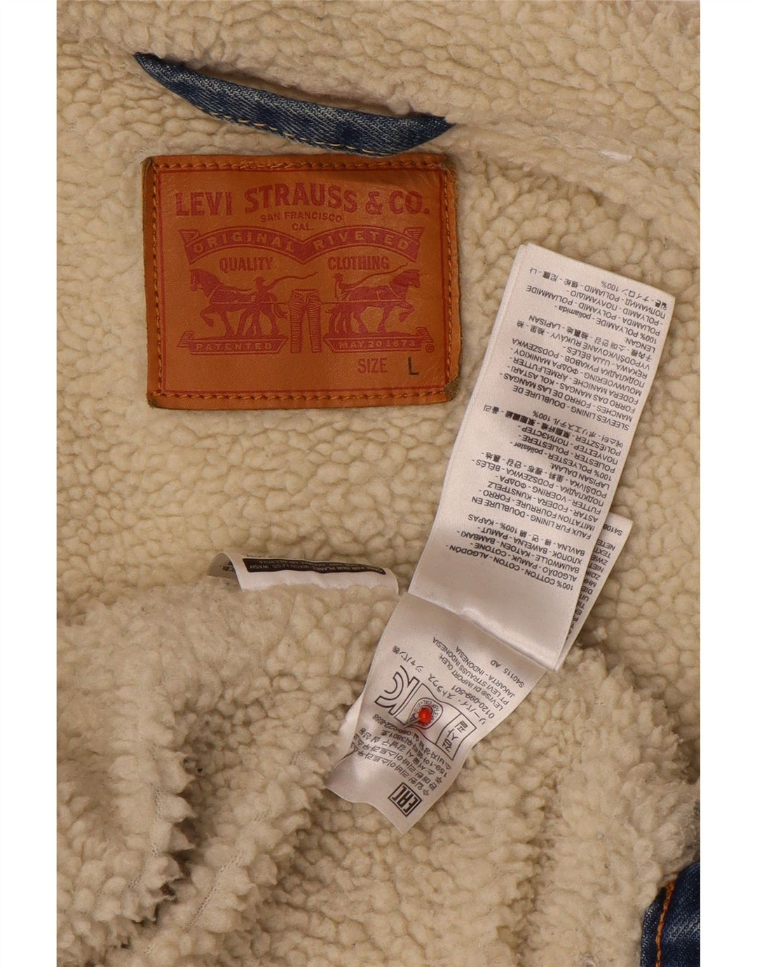 Jaqueta jeans masculina Levi's Sherpa UK 40 grande algodão azul