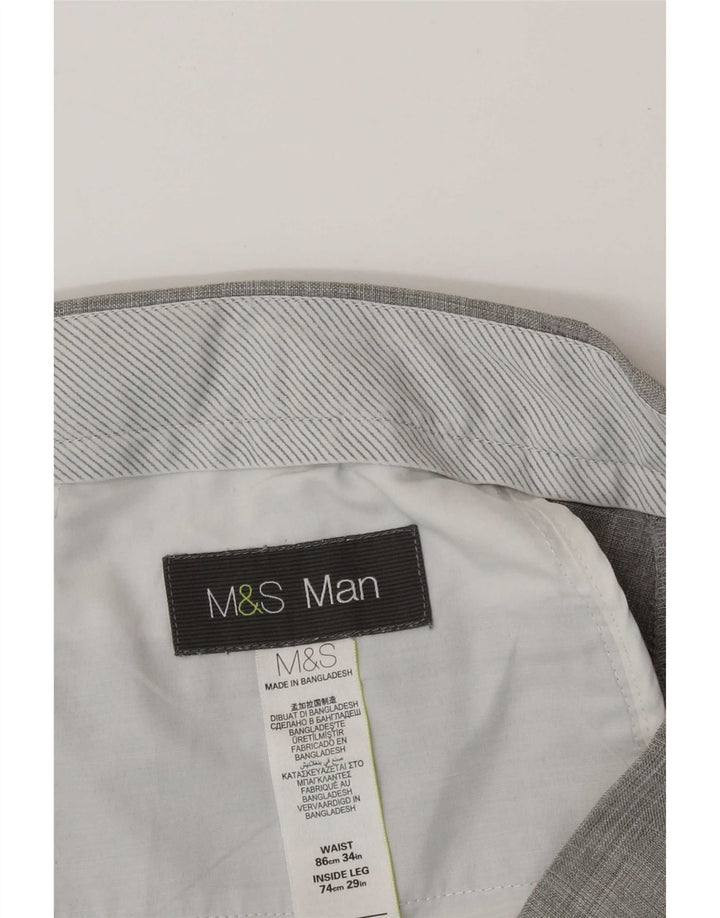 Calça masculina Marks & Spencer Pegged Suit W32 L29 poliéster cinza