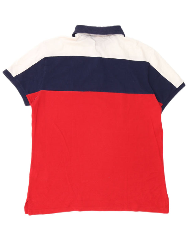 Camisa polo masculina polo Ralph Lauren personalizada slim fit grande bloco colorido vermelho