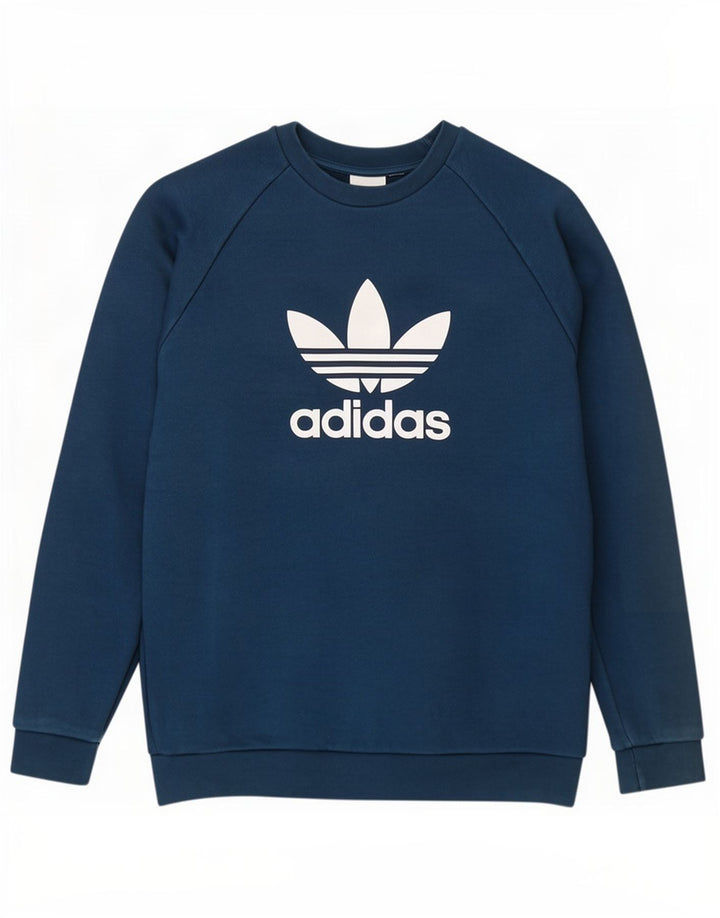 Adidas Mens Graphic Moletom Jumper Médio Azul Algodão