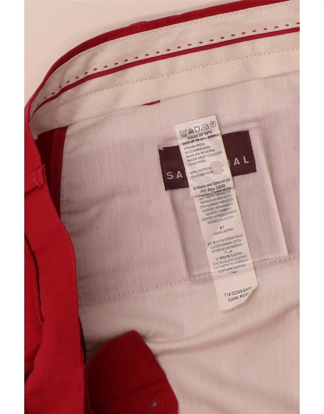 Calça feminina Marks & Spencer de terno reto W42 L29 algodão vermelho