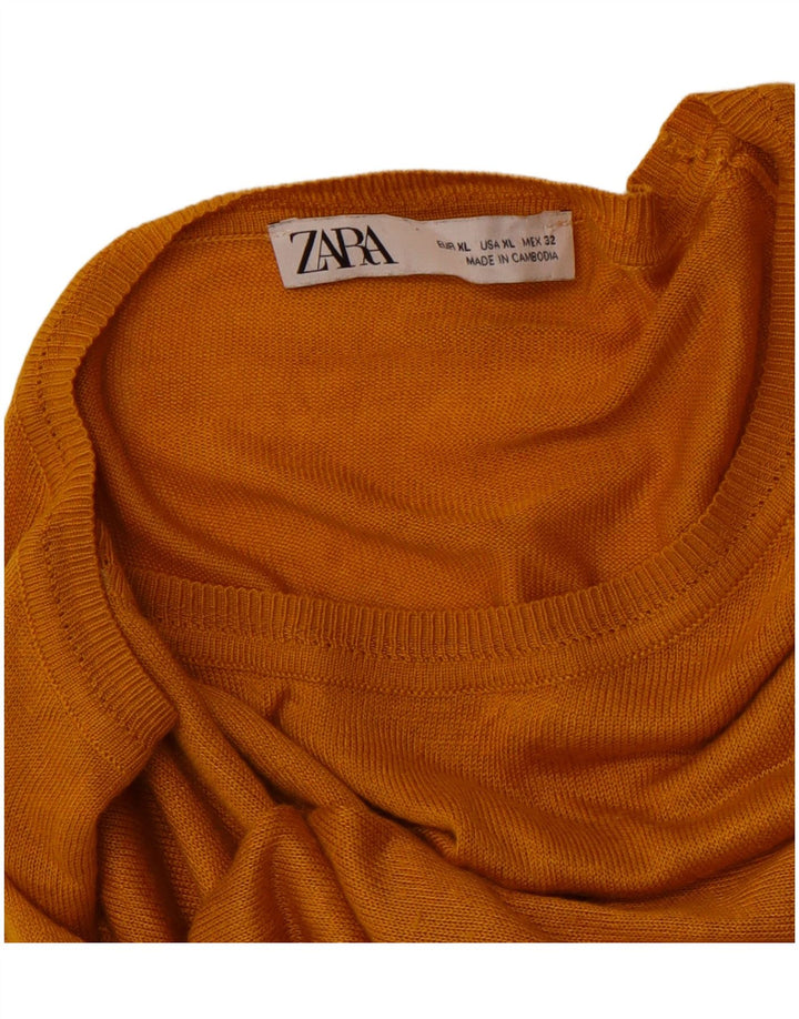 Suéter feminino ZARA com gola canoa UK 18 XL laranja sintético