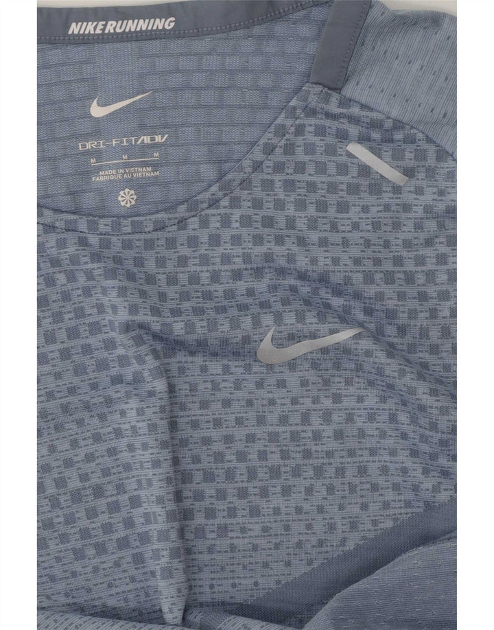 Camiseta Nike Feminina Dri Fit Top UK 14 Poliéster Geométrico Azul Médio