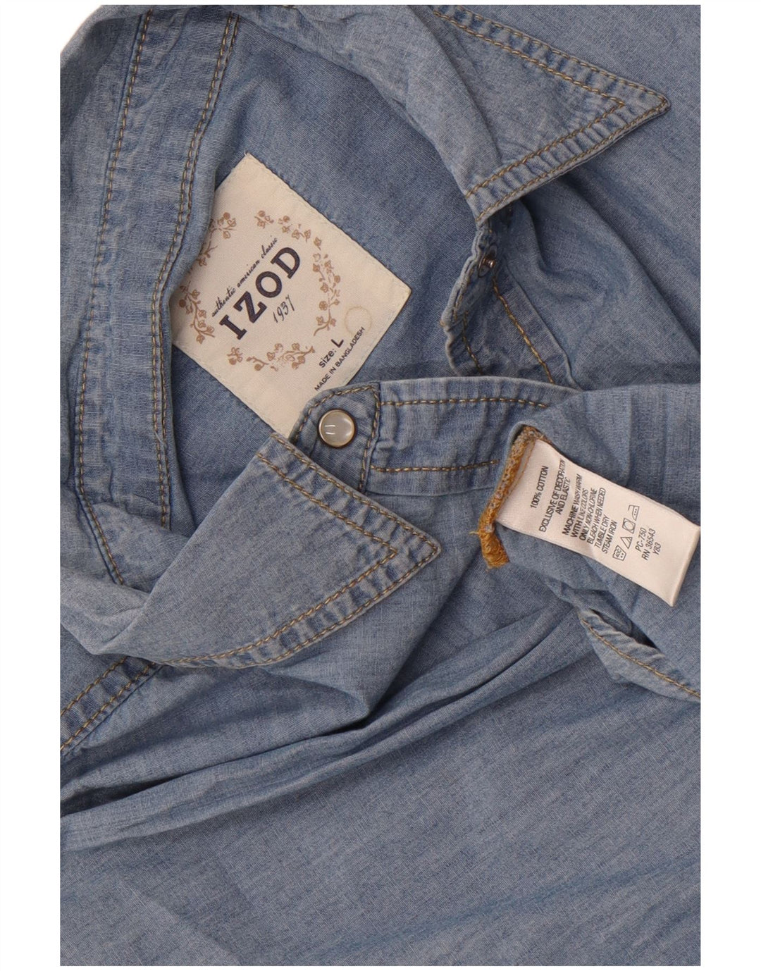 Camisa jeans feminina Izod Reino Unido 16 grande algodão azul