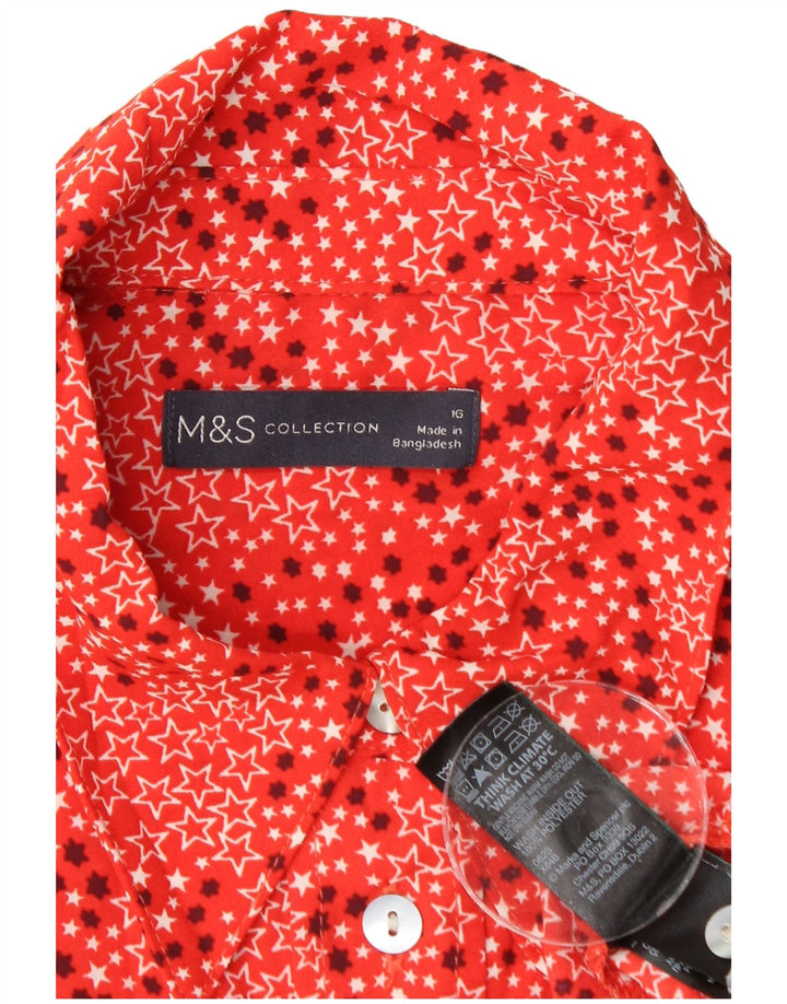 Camisa feminina MARKS & SPENCER UK 16 grande poliéster geométrico vermelho