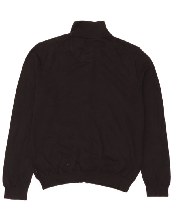 Suéter cardigã masculino Hugo Boss regular fit grande algodão preto