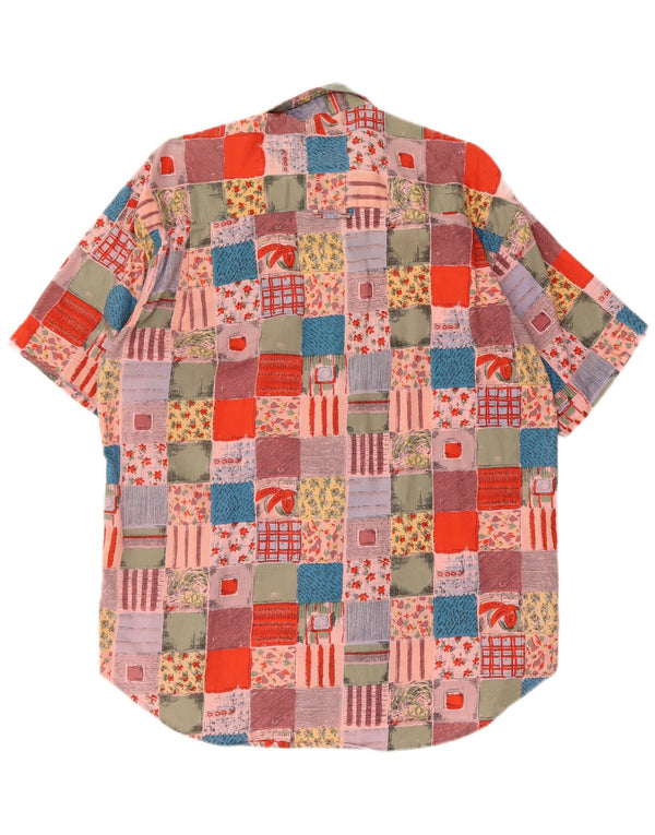 Camisa masculina vintage de manga curta XL algodão patchwork multicolorido