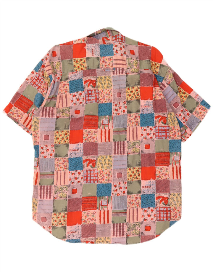 Camisa masculina vintage de manga curta XL algodão patchwork multicolorido