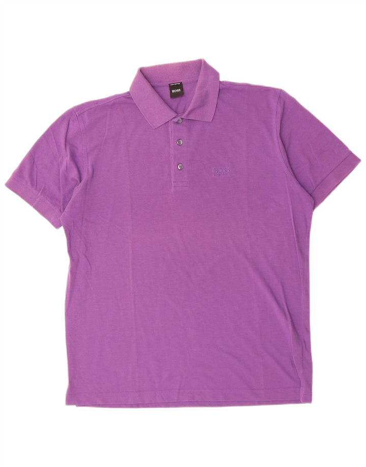 Camisa polo masculina HUGO BOSS algodão roxo médio