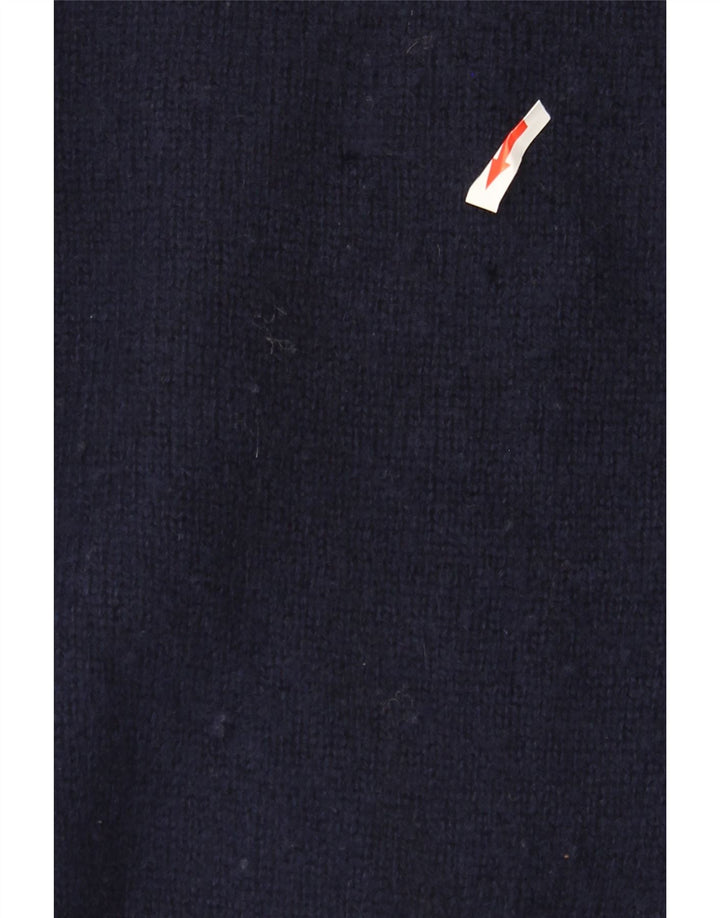 Suéter masculino Sergio Tacchini com decote em V XL lã azul marinho