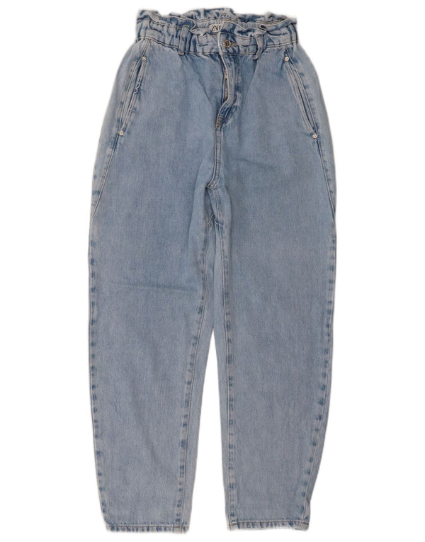 Zara Jeans feminino cônico de cintura alta EU 34 2XS W24 L25 azul algodão