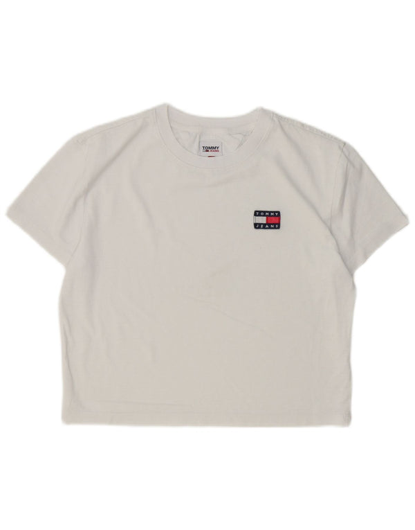 Camiseta Tommy Hilfiger Feminina Crop Top UK 10 Pequena Branca
