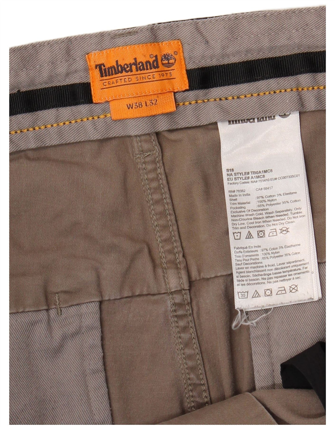 Calça jogger masculina TIMBERLAND Chino W38 L27 algodão bege