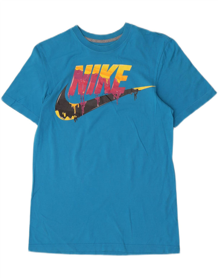 Camiseta Nike masculina regular fit gráfica top pequeno algodão azul